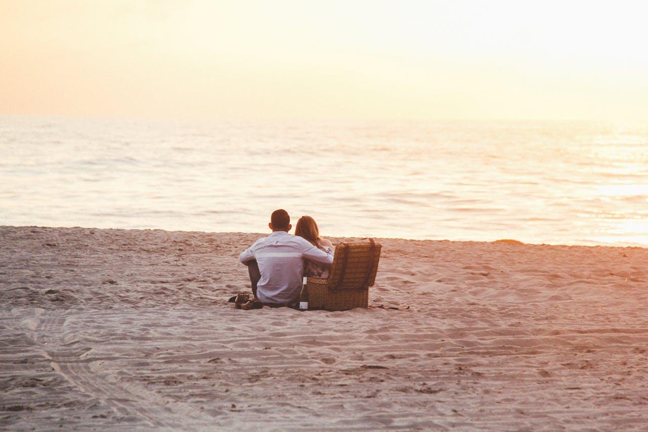 Couple relaxing on beach