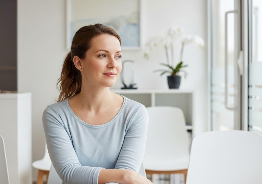 Patient in waiting room of DPC clinic, enjoying same or next-day appointments in DPC