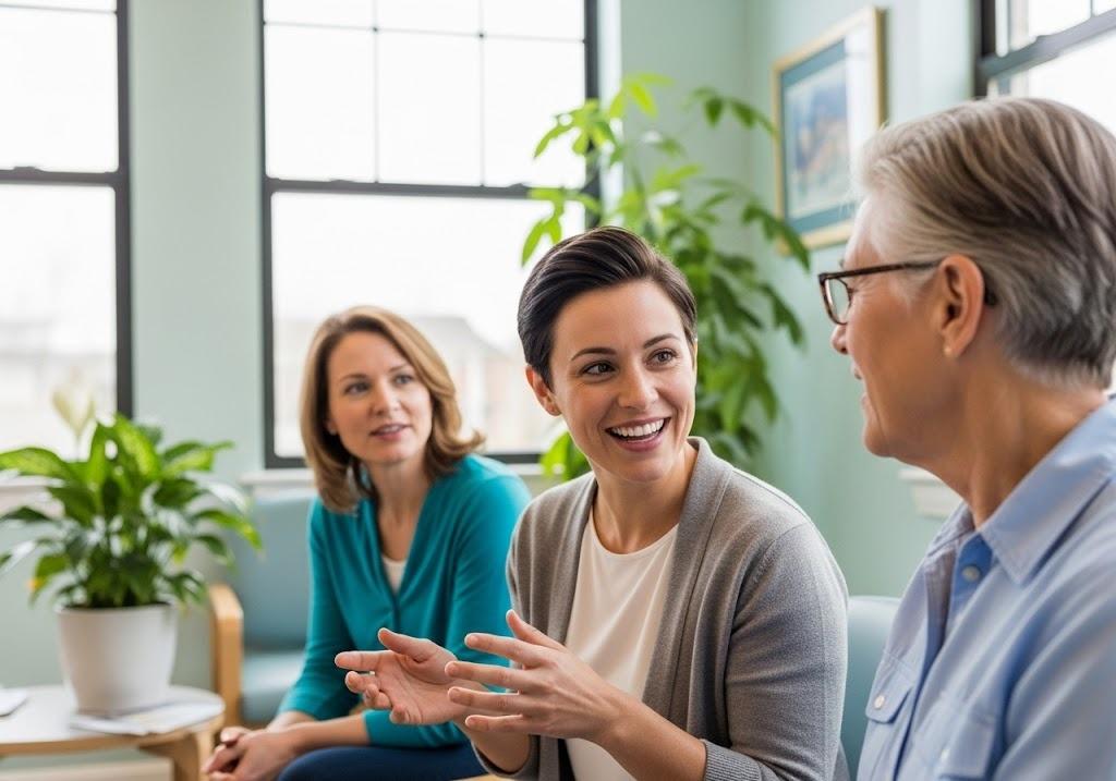 Patients in a waiting room at a direct primary care clinic, considering is direct primary care worth it for convenience and reliable access to care.