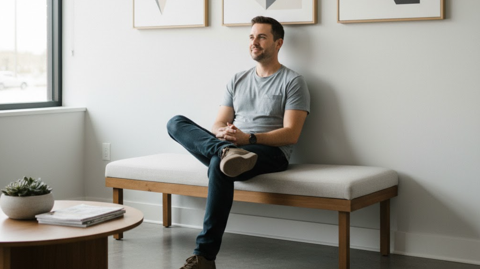 man waiting for doctor’s appointment at a clinic for Direct Primary Care in Humble, TX