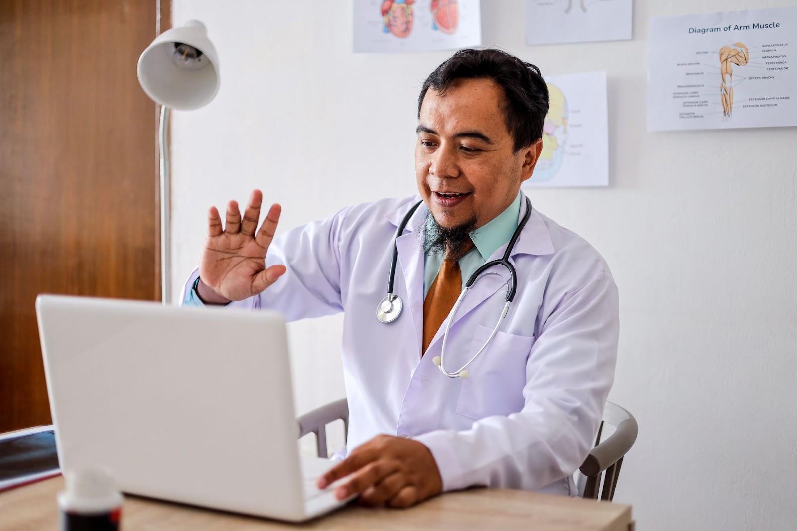 Doctor providing virtual consultation and personalized care to a patient.