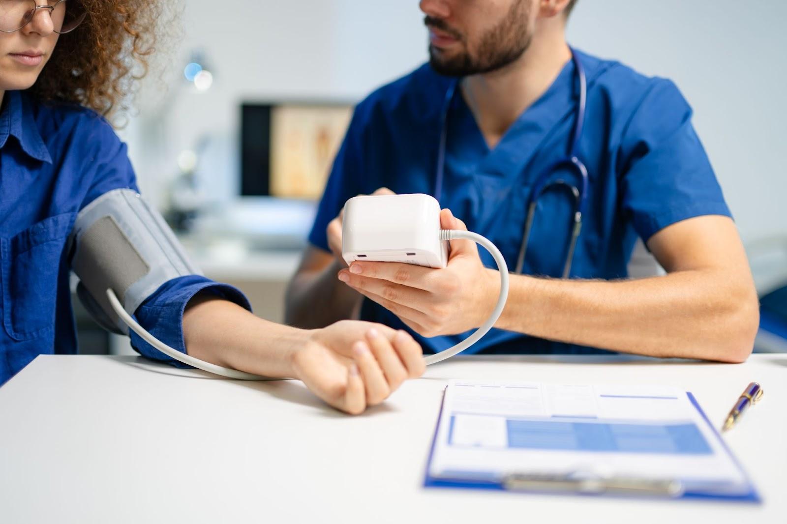 Doctor providing primary care checkup.